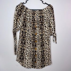 Off the shoulder, leopard dress